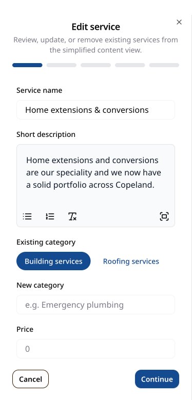 Simplified Flax edit service form for Acton and Fox